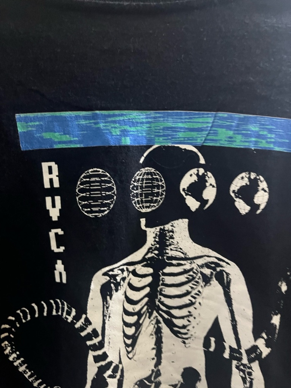 RVCA Black Long-Sleeve Graphic Tee with White Sleeve Motifs - Picture 8 of 8